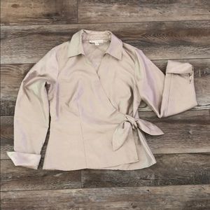 JM Collection Classy Gold Side Wrap Blouse Size 6P